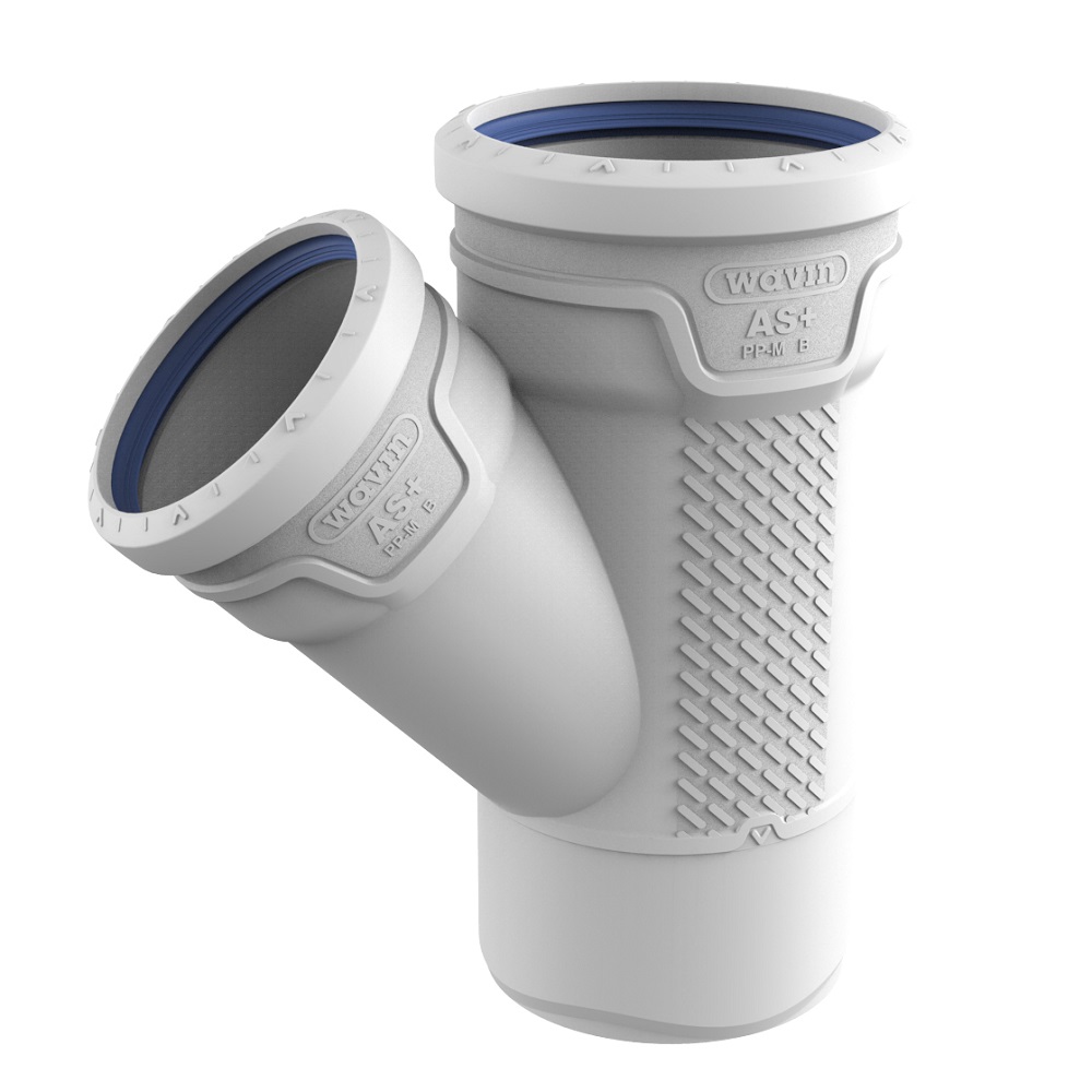 Wavin AS+ verlopend T-stuk 45°